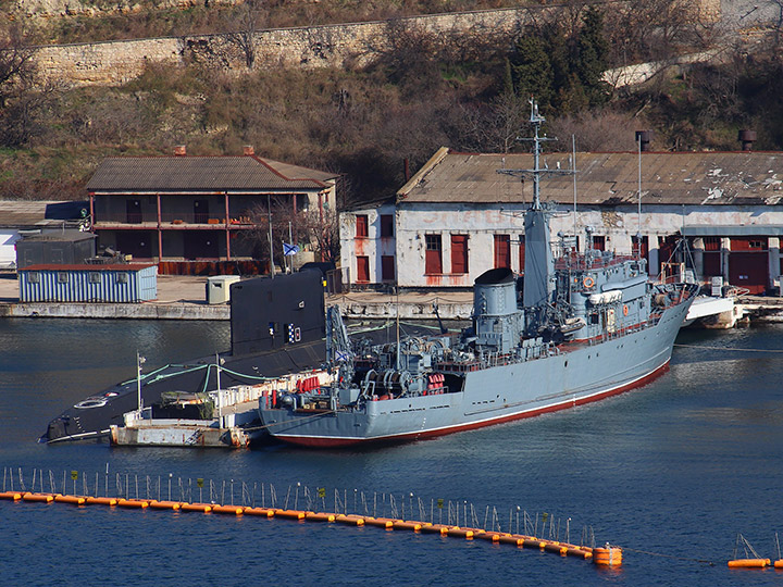 Подводная лодка "Алроса" и морской тральщик "Вице-адмирал Захарьин" ЧФ РФ